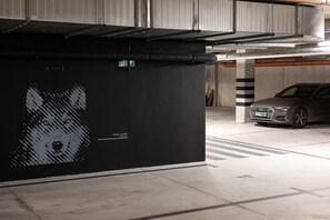 garage with private parking space