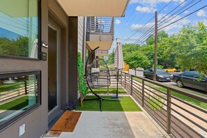 Patio with city views