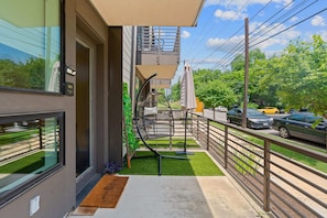 Patio with city views