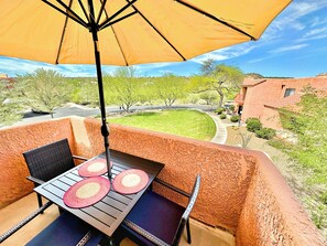 Patio seating and view