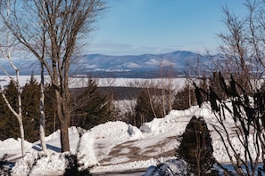 View from the master bedroom, looking across the street at Lake Winnipesaukee.