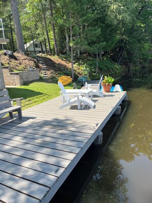 Large waterfront dock with seating