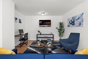 Living room w/dedicated workspace