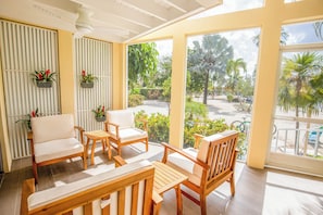 Lounge area on the screened patio.