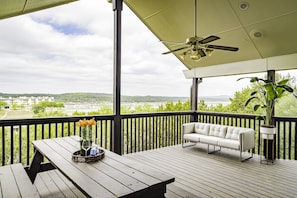 Indulge in sweeping, unobstructed views of the picturesque lake and surrounding natural beauty from our private deck.