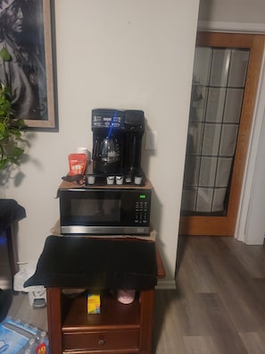Microwave and coffee station