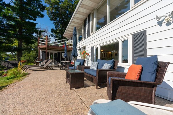 Patio and upper level deck