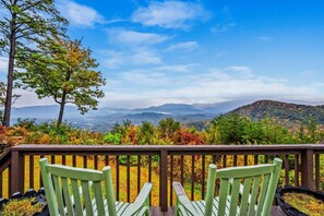Relax on the back deck and breathe in the fresh mountain air.