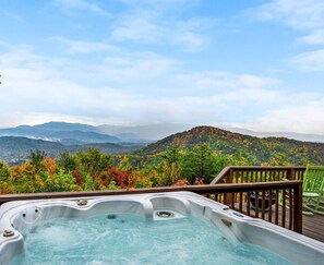 Relax in the bubbling hot tub after a fun day of adventure in the Smokies.