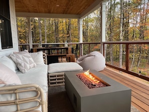 Cozy up around the outdoor fire pit