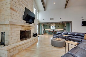 Living Room | Smart TV | Wood-Burning Fireplace | 1st Floor