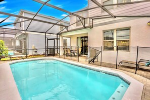 Plenty of pool furniture available for relaxation