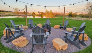 Sprawling Fire Pit Area With Incredible Views of The Pond!