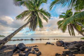 Steps out the front door is Kauai's my serene and calm beach