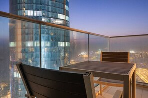 Balcony Retreat: Enjoy breathtaking views and evening sunsets from your private outdoor space!