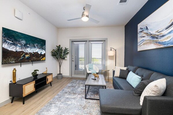 Living Room with a Serene Ambiance and Elegant Touches