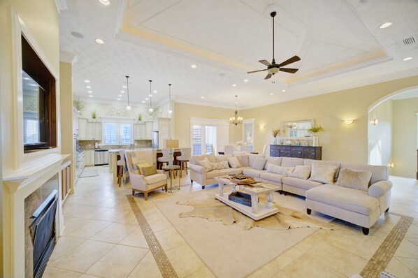 Welcome to Sandy Feet Retreat!
Private Pool Overlooking canal,
Private Dock & Boat Slip,
Jet ski davit,
Game Room,
Balcony, Deck with BBQ Grill