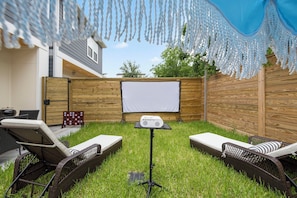 Outdoor movie theater at the backyard