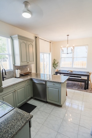 Open kitchen and dining space
