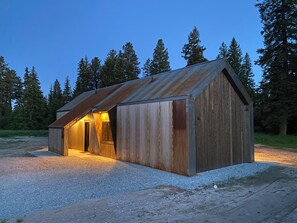 The covered front door has ample protection for those cold Montana winters.