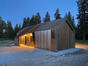 The covered front door has ample protection for those cold Montana winters.
