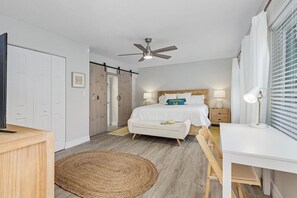 This bedroom is sure to please - clean lines and crisp linens