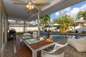 Outdoor dining poolside - grill, chill, eat and repeat!