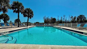 The pool is heated in cooler months.