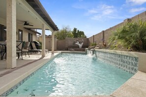 Private backyard with its own outdoor pool