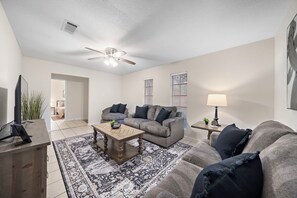 Home is where the comfort is! Loving our plush and peaceful living room