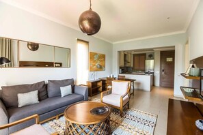 Unit with living room at kitchenette