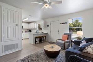 Cozy living room & kitchen area