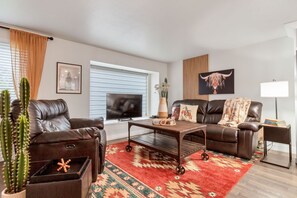 living room with mid-century vibes