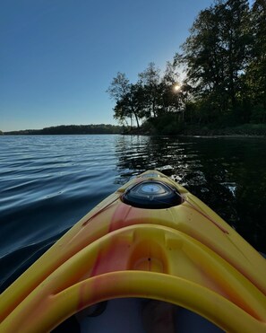 A quiet lake with great water toys!