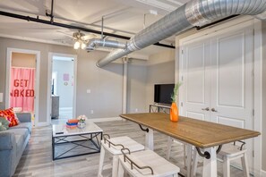 Enjoy Home Cooked meals at our luxurious dining table with seating for four. Enjoy your fresh catch of Redfish, Trout, Snapper, Tuna and more from Charter Fishing the Mississippi Gulf Coast.