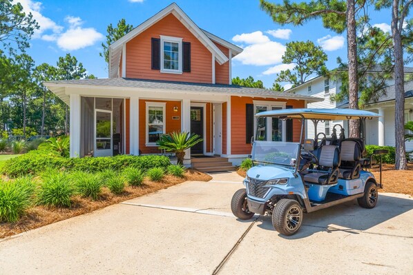 Front of Home & 6 Seat Golf Cart