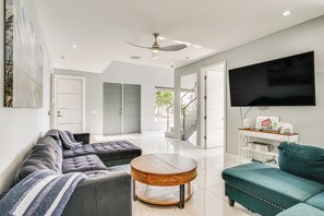 Living Area | Queen Sleeper Sofa | Queen Air Mattress | Pack 'n Play | 1st Floor