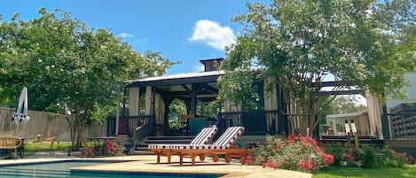 The pavilion, which includes a full outdoor kitchen for entertaining all day around.