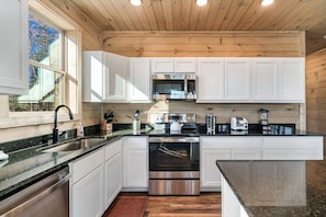 Brand new large kitchen on the main level. Fully stocked for those home cooked meals.