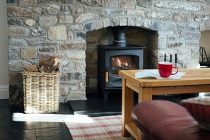 Log burner for cosy evenings at Beudy Nel