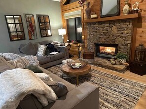 Relax with your feet up and enjoy the fireplace