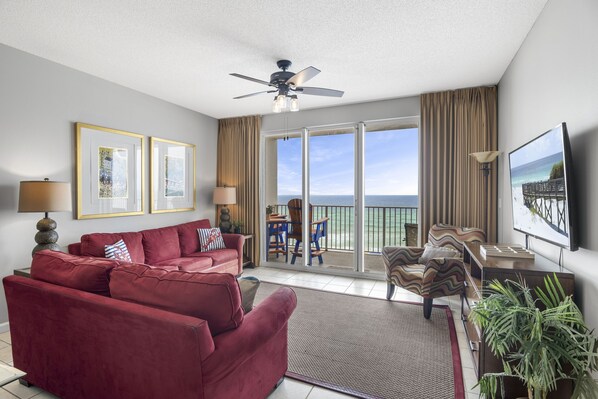 This 5th Floor 2BR/2BA condo at Majestic Sun is spacious and features Gulf views from the open living space, master bedroom, and large patio. Come enjoy the Majestic Gulf & Beach Views!
