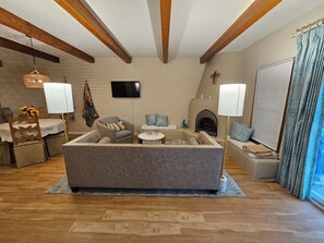 Blend of mid-century and New Mexican furnishings and textiles