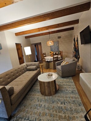 Open living room and dining area