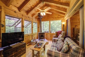 Living Area | Flat-Screen TV w/ DVD Player | Wood-Burning Stove