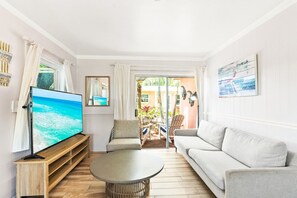 Living room with private patio