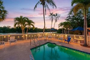 Heated pool w/ view of Heron Lagoon