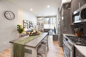 Here is the main level with a kitchen and a living room