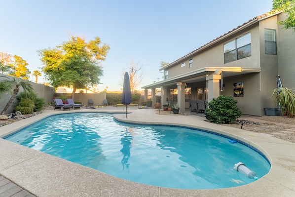 House, Pool, Water, Swimming Pool, Chair