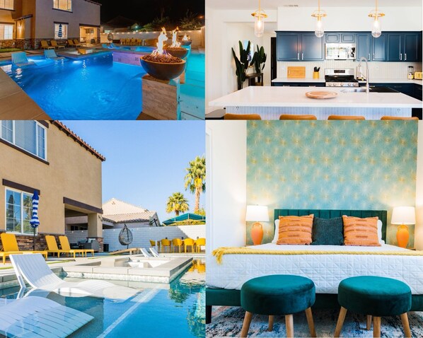 Experience luxury at this desert retreat with a pool, fire bowls & lounge!